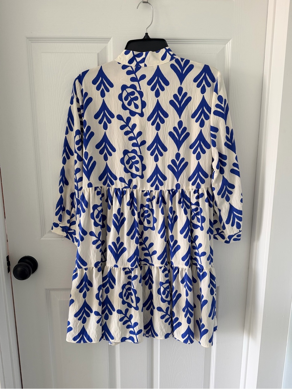 Zara White Dress with Cobalt Blue Floral Print - Picture 6 of 6